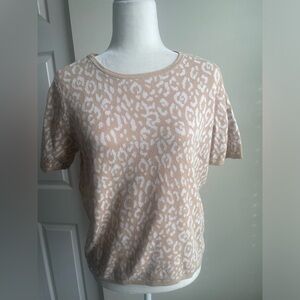 Ann Taylor Leopard Print Crewneck Cotton Top